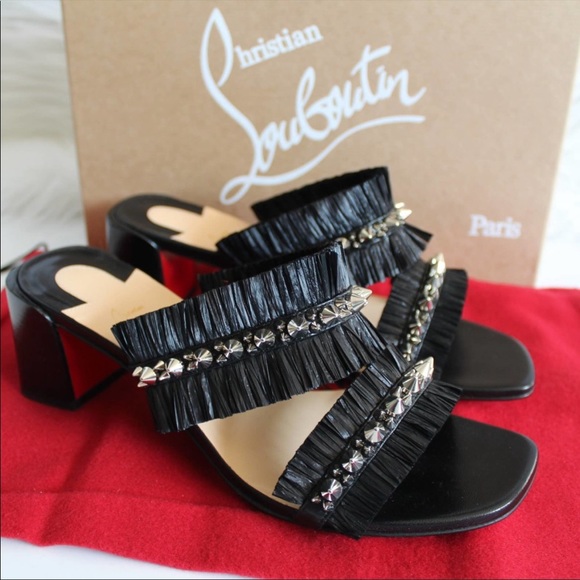 Christian Louboutin Other - Christian Louboutin  Black Marivodou 55 Raffia & Leather Sandal